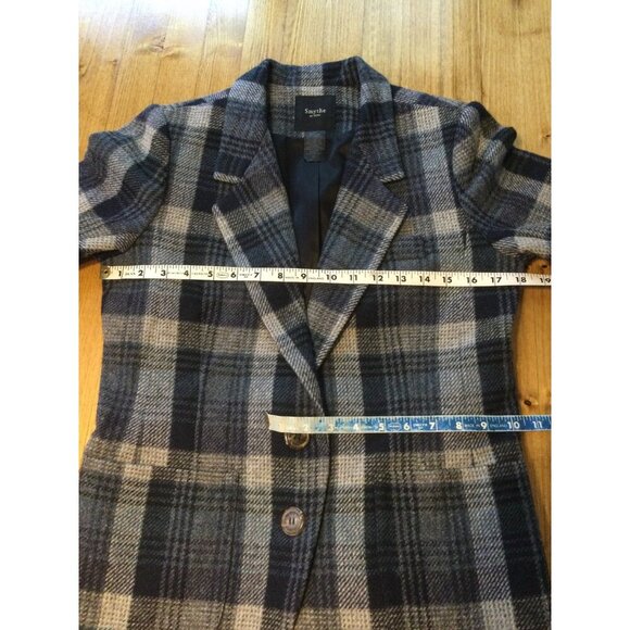 Smythe Les Vestes Wool Blazer Jacket Plaid Tartan Short Sleeve Blue Size 10 - Picture 5 of 6